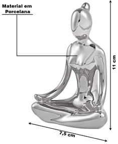 Escultura Decorativa de Yoga em Porcelana 1 Prata G39 - Gran Belo