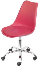 Cadeira Leda Eames Polipropileno cor Vermelho com Base Rodizio Cromado - 69607 Sun House