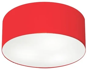 Plafon Cilíndrico Md-3013 Cúpula em Tecido 60x21cm Vermelho - Bivolt