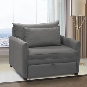 Poltrona Cama Retrátil Solteiro com Rodízio Cloe Bouclê E03 - D'Rossi - Cinza escuro