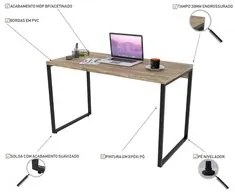 Conjunto Escritório Estilo Industrial Mesa 120cm e Estante 60cm 3 Prat