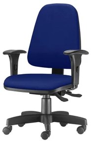 Cadeira Sky Presidente com Bracos Assento Courino Azul Base Metalica Preta - 54810 Sun House