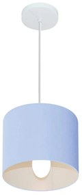 Lustre Pendente Cilíndrico Md-4046 Cúpula em Tecido 18x18cm Azul Bebê - Bivolt