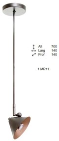 Plafon Stratus Haste Vertical 14X14X70Cm Cone Articulado Metal Alumini... (PRETO / DOURADO BRILHO)