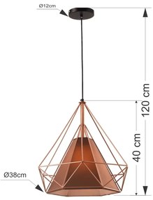 Pendente Alumínio RPX Aramado Piramidal 38cm Cobre/Café - Startec Bivolt