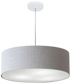 Lustre Pendente Cilíndrico Md-4217 Cúpula em Tecido 50x15cm Rustico Cinza - Bivolt