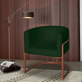 Poltrona Base Industrial Bronze Sala de Estar Lety Veludo Verde S05 - D'Rossi