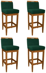 Kit 4 Banquetas Decorativa Elis Veludo Verde Bandeira