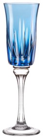 Taça de Cristal Lapidado p/ Champagne - Azul Claro - 66  Azul Claro - 66