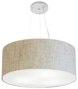 Lustre Pendente Cilíndrico Md-4188 Cúpula em Tecido 50x25cm Rustico Bege - Bivolt