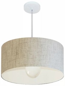 Lustre Pendente Cilíndrico Md-4206 Cúpula em Tecido 50x25cm Rustico Bege - Bivolt