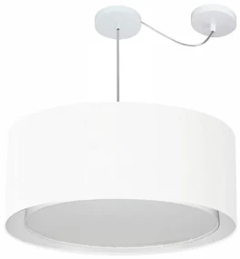 Lustre Pendente Cilíndrico Com Desvio Branco MJ-4318 Para Mesa de Jantar e Estar