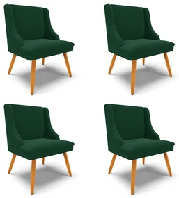 Cadeira Sala de Jantar Pé Palito Castanho Kit 4 Liz Bouclê D03 - D'Rossi - Verde