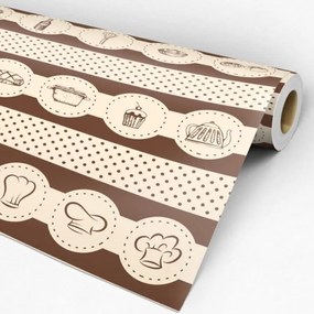 Papel de parede adesivo casual cheff marrom e creme