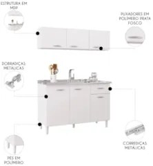 Armário de Cozinha CP01 Com Pia Inox Classic P11 Branco - Mpozenato