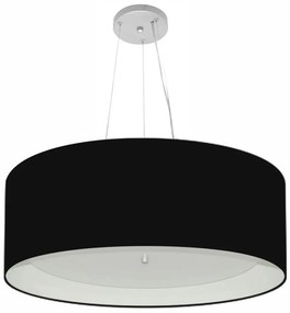 Lustre Pendente Cilíndrico Md-4142 Cúpula em Tecido 80x30cm Preto / Branco - Bivolt