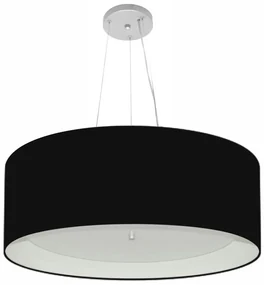 Lustre Pendente Cilíndrico Md-4142 Cúpula em Tecido 80x30cm Preto / Branco - Bivolt