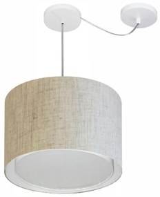 Lustre Pendente Cilíndrico Com Desvio Rustico Bege MJ-4312 Para Mesa de Jantar e Estar