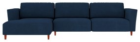 Sofá 290cm com Chaise Esquerda Franz Suede Azul - Gran Belo