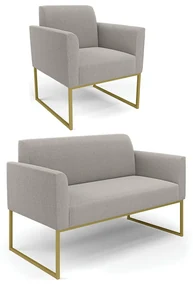 Namoradeira e Poltrona Industrial Dourado Marisa BouclĂŞ D03 - D'Rossi - Cinza