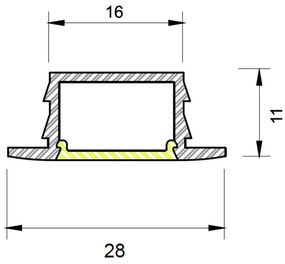 Perfil Embutir Para Fita Led Wood 100Cm 2,8X100X1,1Cm | Usina 30685/10... (PT - Preto Texturizado)