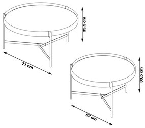 Conjunto Mesa de Centro Nezuko Base Grafite Tampo Freijó G29 - Gran Belo