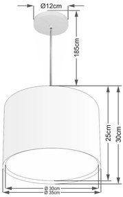 Lustre Pendente Cilíndrico Duplo Vivare Md-4285 Cúpula em Tecido 35x30cm - Bivolt