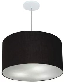 Lustre Pendente Cilíndrico Md-4250 Cúpula em Tecido 45x30cm Preto - Bivolt