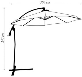 Ombrelone Externo Cobertura Retrátil 300cm Estrutura em Aço Branco G31 - Gran Belo