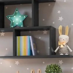 Prateleira Decorativa Infantil 2 Nichos Mimo Q01 Preto - Mpozenato