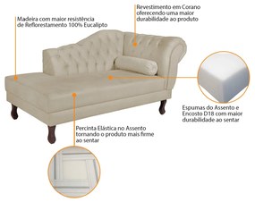 Diva Recamier Diana 140cm Lado Esquerdo Corano - ADJ Decor