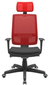 Cadeira Office Brizza Tela Vermelha Com Encosto Assento Aero Preto Autocompensador Base Standard 126cm - 63364 Sun House