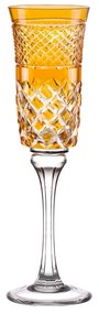 Taça de Cristal Lapidado p/ Champagne - Amarelo - 78  Amarelo - 78