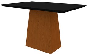 Mesa de Jantar Retangular Tampo com Vidro Ester 135 cm Preto Base Ypê - D'Rossi