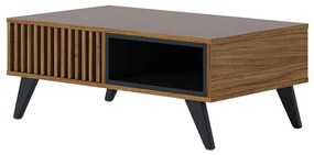 Mesa de Centro Para Sala Retangular 1 Nicho karin C04 - D'Rossi - Noce Milano e Preto Fosco