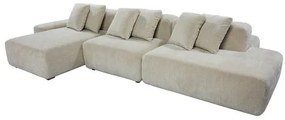 Sofá Ilha Inspira Com Chaise, Recamier e Puffs Linho Cru 440cm - 74881 Sun House