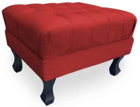 Puff Baú Decorativo Luis XV  Capitonê 60x50cm Suede Vermelho - Sheep Estofados - Vermelho