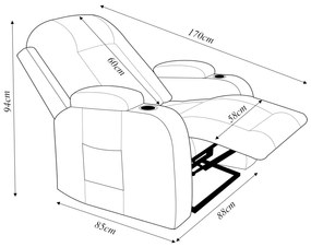 Poltrona do Papai Reclinável Sala de Cinema Crihs LIFT com Massagem e Aquecimento Linho Chumbo G23 - Gran Belo