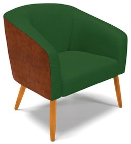 Kit 02 Poltronas Stella Corano Nozes com Veludo Verde Luxo A136 Pés Palito Castanho - D'Rossi