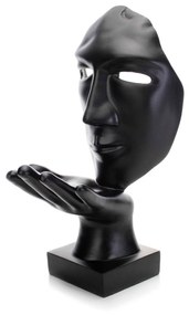 Máscara Sopro Decorativa Preto Fosco em Cerâmica 35x16x20 cm - D'Rossi