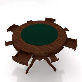 Conjunto Mesa de Jogos Carteado Bellagio Tampo Reversível Verde e 6 Cadeiras Madeira Poker Base Estrela Linho Cinza/Imbuia G42 - Gran Belo