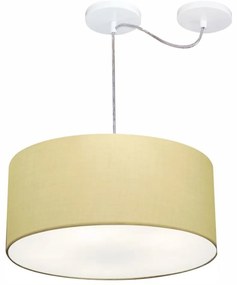 Lustre Pendente Cilíndrico Com Desvio De Centro Md-4151 Cúpula em Tecido 50x25cm Algodão Crú - Bivolt