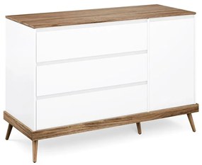 Cômoda 3 Gavetas/ 1 Porta Canção de Ninar Amendola Rustica - Branco