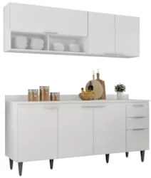 Armário de Cozinha Com Tampo CP01 180cm Pérola Branco Z34 - Mpozen