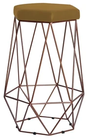 Banqueta Decorativa Rubel Base Bronze Suede Mostarda G41 - Gran Belo