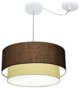 Lustre Pendente Cilíndrico Com Desvio Café e Bege MJ-4360 Para Mesa de Jantar e Estar