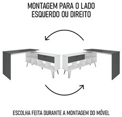 Mesa Escrivaninha em L Dhabi Industrial e Gaveteiro com Rodízios Nil A