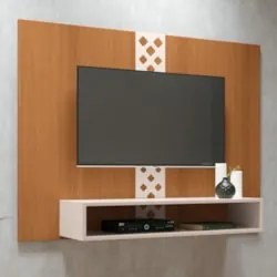 Painel TV 47 Pol 120cm Suspenso com Nicho Form Off/Cinamomo - HB Móvei