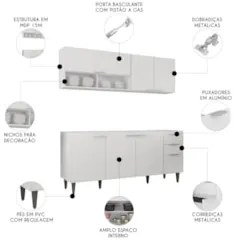 Armário de Cozinha CP01 Para Pia 180cm Pérola Z34 Branco    - Mpozenat