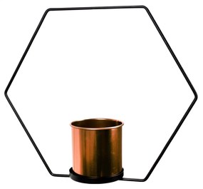 Vaso Decorativo Metal para Pendurar Rosê e Preto 29x33 cm - D'Rossi